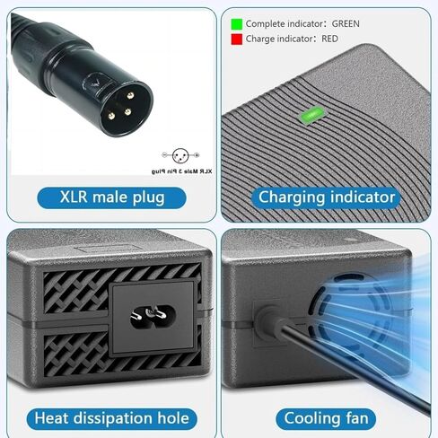 24V (29V) 5A 3-Pin Fast Battery Charger for Wheelchair Lakematic, Pride Mobility, Jazzy Power Chair, for Drive Medical, Golden Technologies, Rascal, Shoprider, Heartway, Bladez, Quantum Power Cord in Saudi Arabia