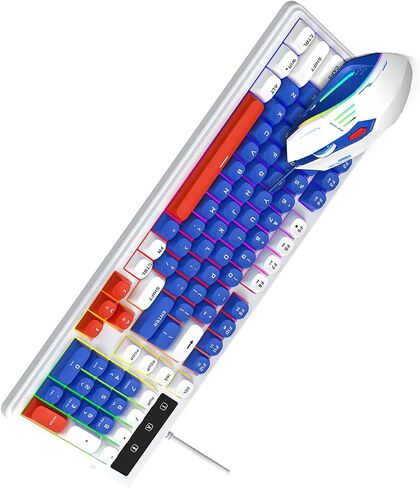 RGB Backlit Compact Gaming Keyboard Mouse Set for PC Users Multimedia Shortcut Keys Wired USB Quiet Keys 98 for Laptop Work (Blue White) in Kuwait