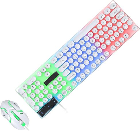 Colorful LED Backlit Wired Keyboard and Mouse Combo for Gaming with 6-Key AntiGhosting, Plug and Play Function for Office Use, 104-Key Layout for Comfortable Typing, USB (Black) in Kuwait