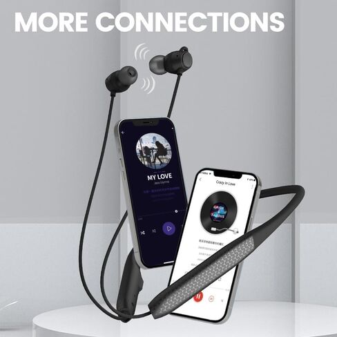 Neckband Bluetooth Headphones Twin Pack｜60H Playtime ×2｜3C Fast Charge｜ENC Call Noise Reduction｜Dual Pairing｜180H Standby｜Perfect for Couples & Sports (Black) in Saudi Arabia