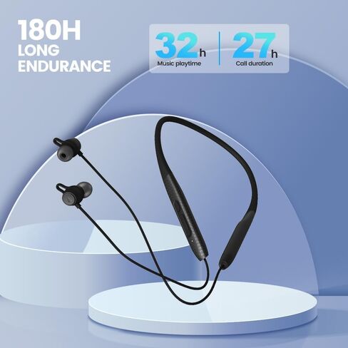 Neckband Bluetooth Headphones Twin Pack｜60H Playtime ×2｜3C Fast Charge｜ENC Call Noise Reduction｜Dual Pairing｜180H Standby｜Perfect for Couples & Sports (Black) in Saudi Arabia