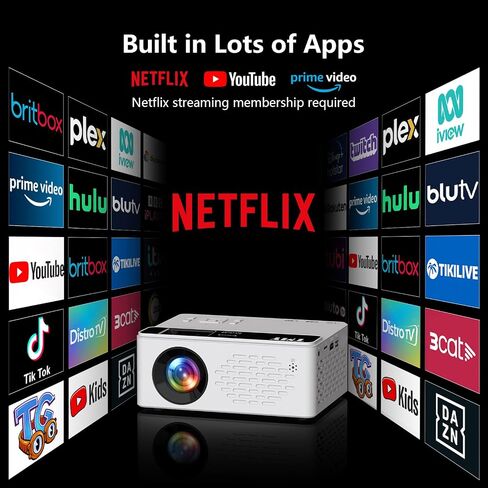 TMY 1080P Mini Projector, Built in Netflix app, 2-way Bluetooth, WiFi6 in Saudi Arabia