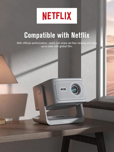 【Now with Netflix & 3000 ANSI】Smart 4K Projector with WiFi and Bluetooth, VISSPL 3D Dolby Audio and Auto Focus Portable Outdoor Projector, Movie Display Booths Projectors for Bedroom/Ceiling in Kuwait