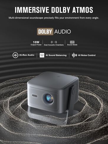 【Now with Netflix & 3000 ANSI】Smart 4K Projector with WiFi and Bluetooth, VISSPL 3D Dolby Audio and Auto Focus Portable Outdoor Projector, Movie Display Booths Projectors for Bedroom/Ceiling in Kuwait