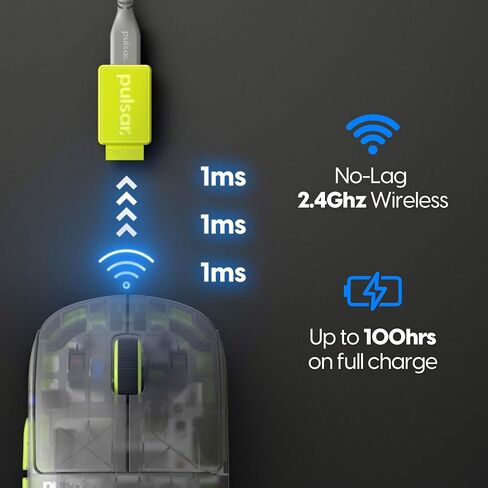 Pulsar Gaming Gears X2H Wireless Gaming Mouse, Acid Rewind Limited Edition, Ultra Lightweight 1.90 oz (54 g), Symmetrical, Optical Switch, 26000 DPI, PAW3395 Sensor (Medium, Wireless, Acidic Green) in Kuwait