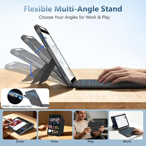 FUWANG for iPad (A16) 11th/10th Gen Case with Keyboard, Multi-Angle Stand in Kuwait