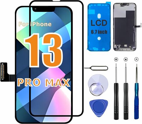 ZTR for iPhone 13 Pro Max Screen Replacement, 6.7-inch LCD COF Display, Touch Digitizer Full Assembly with Waterproof Tape, 120Hz Promotion, Screen Protector (for A2484, A2641, A2644, A2645, A2643) in Kuwait