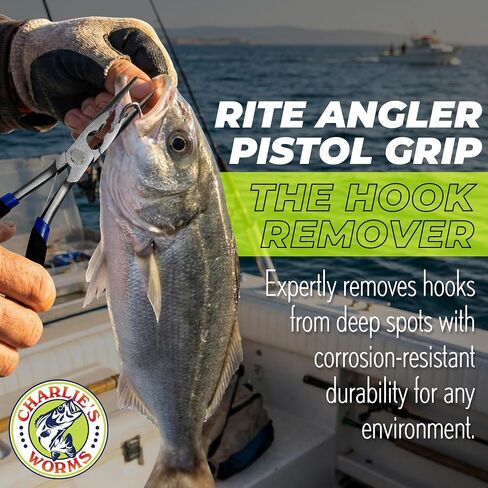 Rite Angler Pistol Unhooking Pliers – Fishing Pliers with Pistol Grip for Hook Removal, Freshwater/Saltwater, Needle Nose Tool for Fish - Blue/Black, 6" in Saudi Arabia