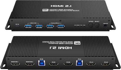 HDMI Kvm Switch 2 Monitors 2 Computers edid Emulator 4k 144hz Hotkey Switching Dual Monitor Kvm Switch hdmi 2.1 edid 1440P 120hz 144hz 165hz 240hz 2 Monitors 2 Computers USB3.0 in Saudi Arabia