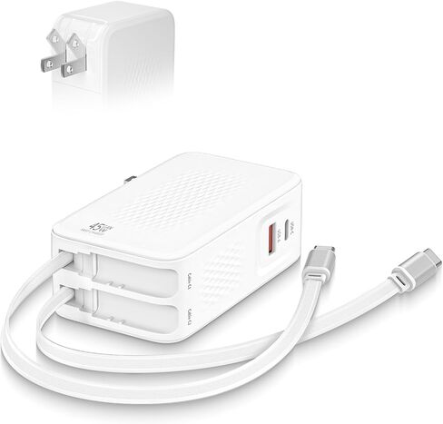 [Apple MFi Certified]45W Retractable iPhone 17 Charger Fast Charging, 4 in 1 Foldable Apple Charging Block Retractable Charger Dual USB Type C Cable Cords for‌ iPhone 17/17e/17 Air/16/16e/15/Pro/iPad in Kuwait