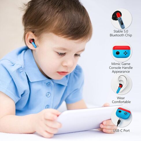 1 Pack Kids Adults Wireless Earbuds, Bluetooth 5.3 Touch Control Wireless Earbuds for Kids Adults with Charging Case,Ear Buds for Gifts in Kuwait