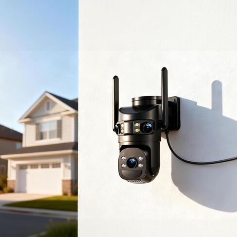 6MP Triple Lens Security Camera Outdoor,24/7 Recording Home Security Camera in Kuwait
