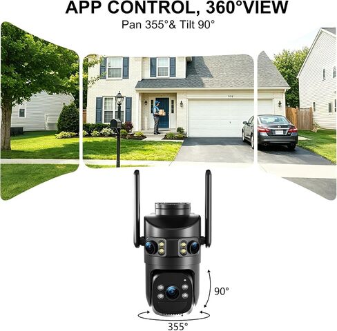 6MP Triple Lens Security Camera Outdoor,24/7 Recording Home Security Camera in Kuwait