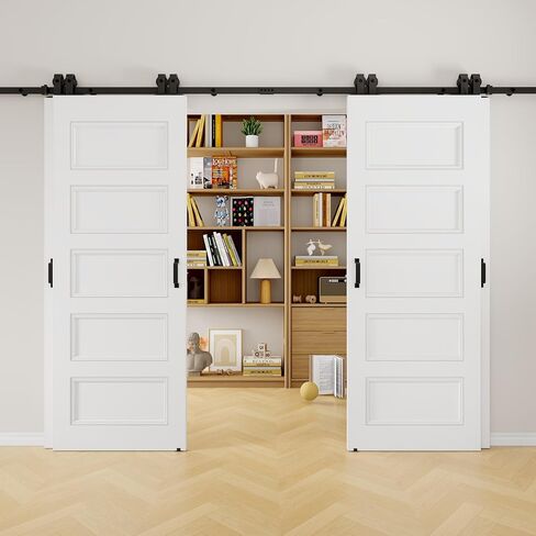 5-Paneled Solid Core Bypass Barn Door, 112"×80" in Saudi Arabia