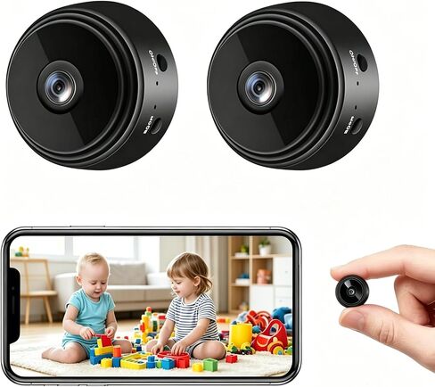 Mini Spy Camera Hidden Camera with Video Samll Room Cam Nanny Cam WiFi Home Security Camera Night Vision Live Feed Playback Phone App Control, 2 Packs in Kuwait