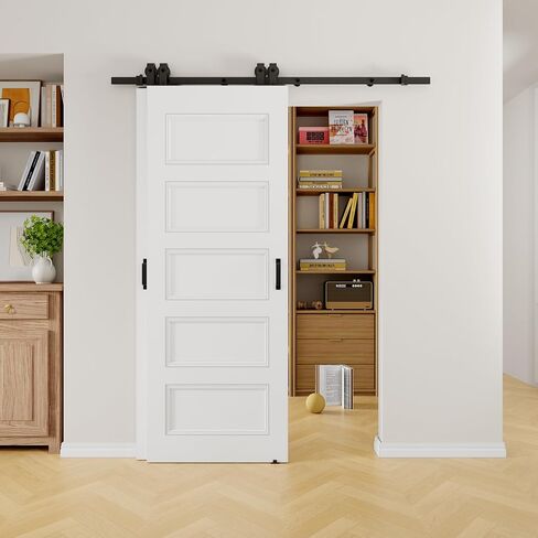 5-Paneled Solid Core Bypass Barn Door, 48"×80" in Saudi Arabia