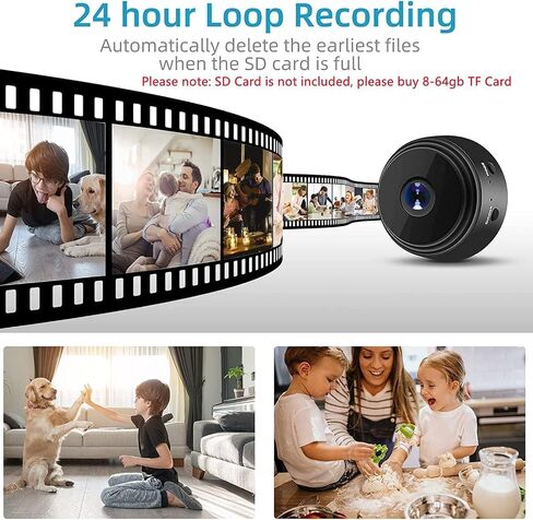 Mini Spy Camera Hidden Camera with Video Samll Room Cam Nanny Cam WiFi Home Security Camera Night Vision Live Feed Playback Phone App Control, 2 Packs in Kuwait