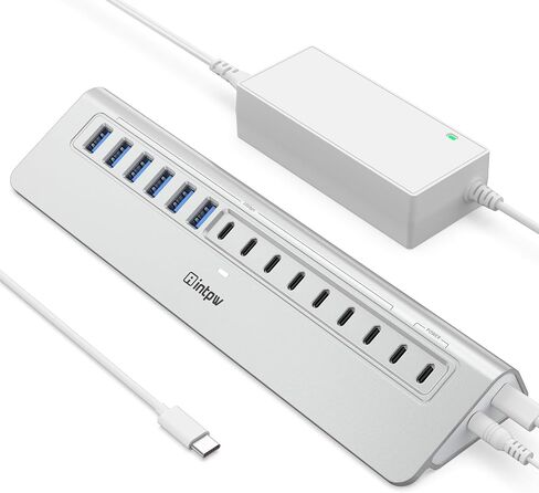 موزع USB يعمل بسرعة 10 جيجابت في الثانية، موزع USB بـ 9 منافذ intpw مع USB A/USB C 3.2، 4 USB 3.0، 2 منافذ شحن PD 45 وات، محول طاقة 65 وات + كابل 3.3 قدم، محور موسع USB من الألومنيوم لأجهزة الكمبيوتر المحمول والكمبيوتر الشخصي وiPhone 17/16 in Kuwait