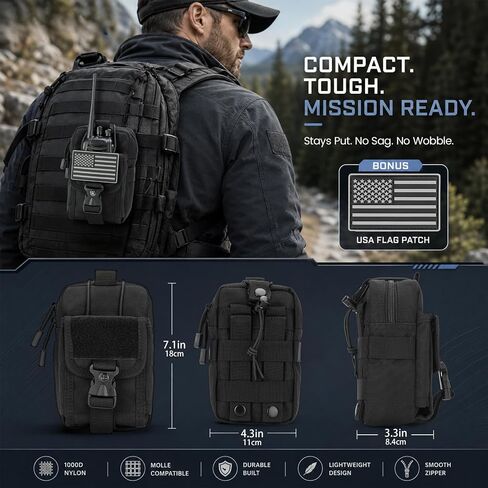 LEPHYON Tactical Molle Pouches, EDC Utility Pouch with Radio Holster in Kuwait