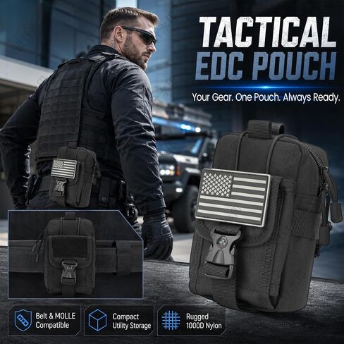 LEPHYON Tactical Molle Pouches, EDC Utility Pouch with Radio Holster in Kuwait