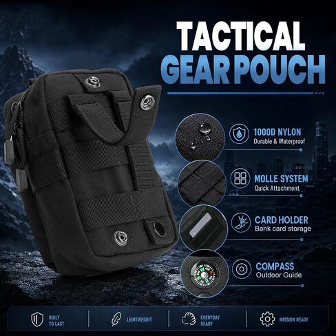 LEPHYON Tactical Molle Pouches, EDC Utility Pouch with Radio Holster in Kuwait