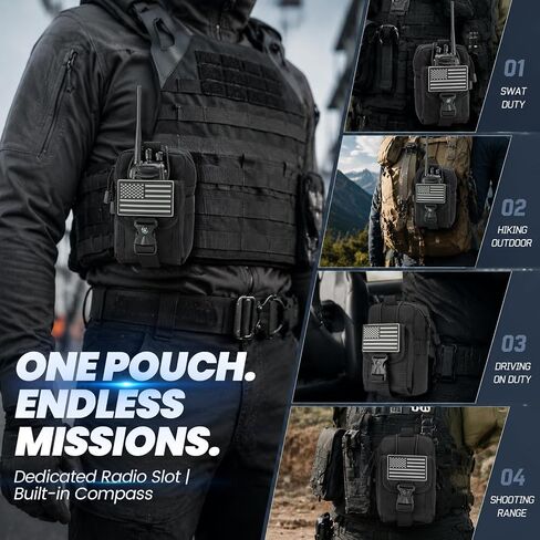 LEPHYON Tactical Molle Pouches, EDC Utility Pouch with Radio Holster in Kuwait