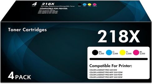 218X High Yield Toner Cartridge 4 Pack for HP 218A 3301fdw 3201dw with Chip in Saudi Arabia