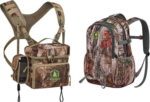 Binocular Harness Chest Pack Rangefinder Pouch Large + 30L Camo Hunting Backpack 11 Pockets Lightweight in Kuwait