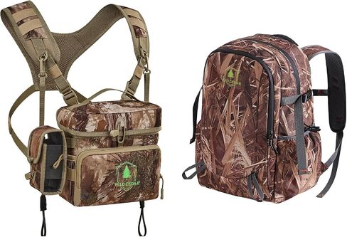 Binocular Harness Chest Pack Rangefinder Pouch Large + 30L Camo Hunting Backpack 11 Pockets Lightweight in Kuwait
