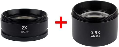 WD165 0.5X 0.7X 1.0X 2.0X Auxiliary Objects Lens Microscope Camera Lens For Trinocular Stereo Zoom Microscope Barlow Glass Lens (Color : 2.0X 0.5X) in Kuwait