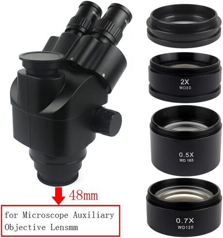 WD165 0.5X 0.7X 1.0X 2.0X Auxiliary Objects Lens Microscope Camera Lens For Trinocular Stereo Zoom Microscope Barlow Glass Lens (Color : 0.5X) in Kuwait