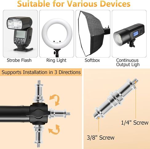 MACTREM Ring Light Wall Mount, 71.65’’/182cm Wall Mounting Triangle Boom Arm for Strobe Light, Photography, Softbox, Reflector,Umbrella,Studio Video Light, Support 180°Rotation in Saudi Arabia