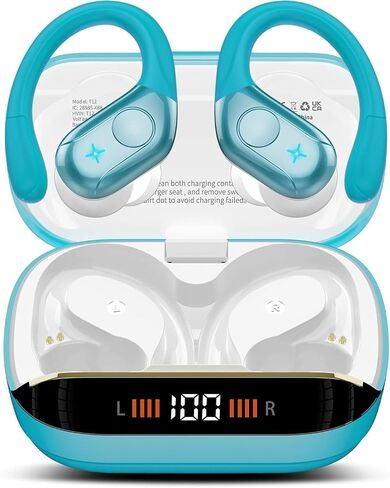 Qecnato 75H Sports Wireless Earbuds Bluetooth 5.4 Headphones Stereo, Blue in Kuwait