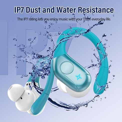 Qecnato 75H Sports Wireless Earbuds Bluetooth 5.4 Headphones Stereo, Blue in Kuwait