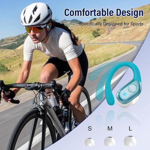 Qecnato 75H Sports Wireless Earbuds Bluetooth 5.4 Headphones Stereo, Blue in Kuwait