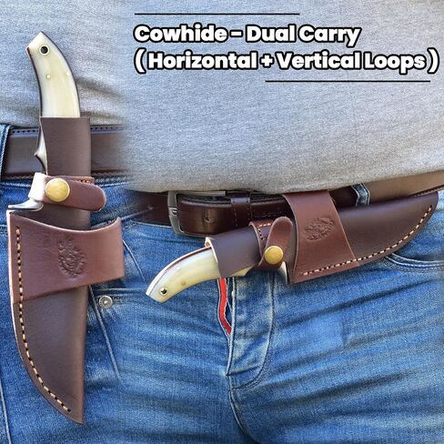Knives Ranch Handmade 9" Hunting Knife - Excellent Edge Retention - Great for Camping & Bushcrafts - Cattle Bone Handle with Finger Guard Heavy Duty Leather Sheath (2131) in Saudi Arabia