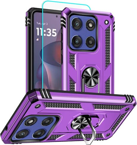 HNHYGETE for Motorola Edge 2025 Case with Screen Protector: 360°Grade Rotatable Kickstand (Non-Slip) Military-Grade Drop and Shock Protection - Case for Moto Edge 2025 (Blue) in Saudi Arabia