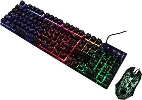 Pissente USB Keyboard Mouse Combo, 104 Keys Colorful Backlight in Saudi Arabia