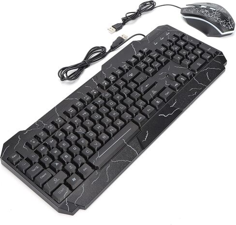 Pissente Wired Keyboard and Mouse Set, Cracked Luminous LED in Saudi Arabia