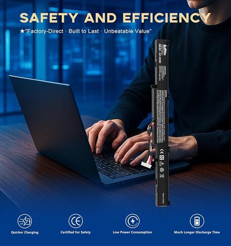 A41-X550E Battery Replacement for Asus X450 X450E X450J X450JF‌ A450J A450JF A450E‌, 3000mAh 4-Cell Rechargeable Li-ion Battery, Compatible with R751J R751JA R751JB R751JK R751JM in Kuwait