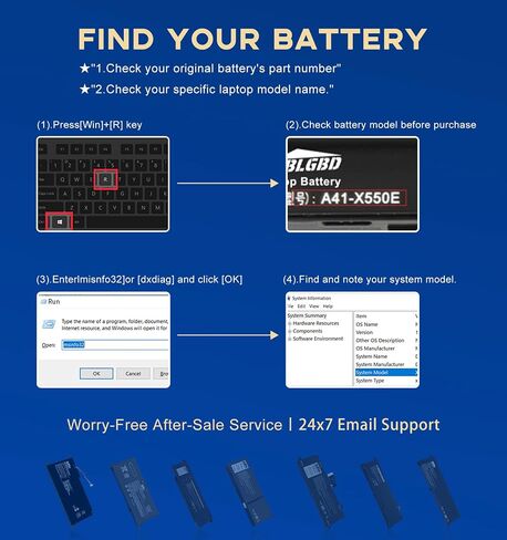 A41-X550E Battery Replacement for Asus X450 X450E X450J X450JF‌ A450J A450JF A450E‌, 3000mAh 4-Cell Rechargeable Li-ion Battery, Compatible with R751J R751JA R751JB R751JK R751JM in Kuwait