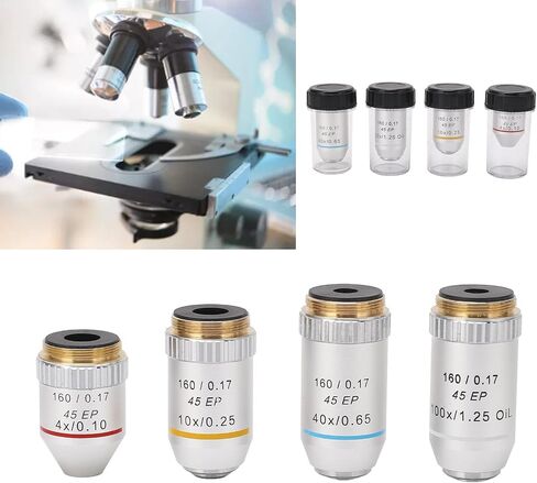 Achromatic Microscope Lens, High Precision Lens 4X, 10X, 40X, 100X for Professional Users Biological Microscopes in Saudi Arabia