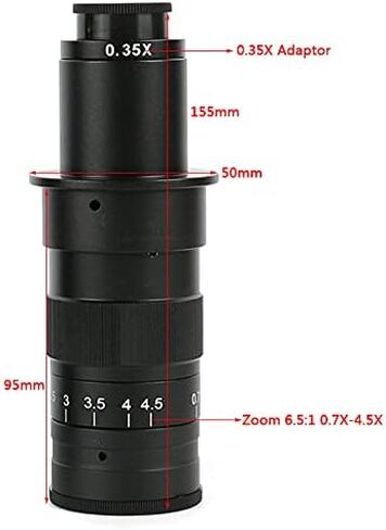 Adjustable 180X 120X 300X 200X 130X Zoom C mount Lens 0.7X~4.5X Magnification 25mm For HDMI USB Industry Video Microscope Camera (Color : 120X) in Kuwait