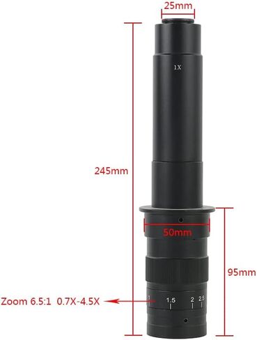 Adjustable 180X 120X 300X 200X 130X Zoom C mount Lens 0.7X~4.5X Magnification 25mm For HDMI USB Industry Video Microscope Camera (Color : 120X) in Kuwait