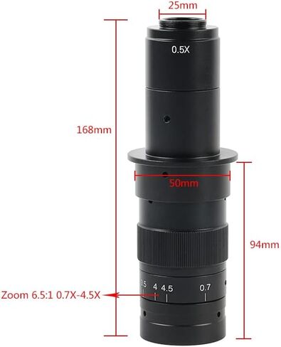 Adjustable 180X 120X 300X 200X 130X Zoom C mount Lens 0.7X~4.5X Magnification 25mm For HDMI USB Industry Video Microscope Camera (Color : 120X) in Kuwait