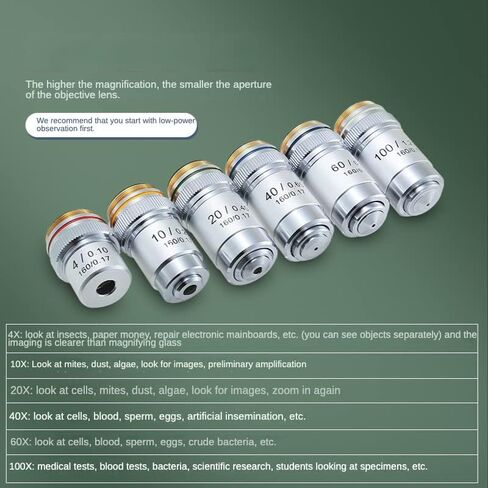 4X 10X 20X 40X 60X 100X Microscope Objective Lens Color Eraser Objective Lab Biology Microscope Assembly (Color : 1PC 60X) in Kuwait