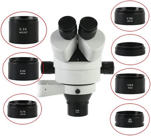 WD30 WD165 WD120 0.3X 0.5X 0.7X 0.75X 1X 1.5X 2X Trinocular Microscope Stereo Microscope Auxiliary Objective Lens Barlow Lens (Color : 2x) in Kuwait