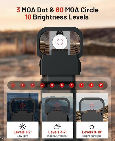 EZshoot 3 MOA Dot & 60 MOA Circle Red Dot Sight, Motion Awake Optics in Kuwait