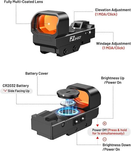 EZshoot 3 MOA Dot & 60 MOA Circle Red Dot Sight, Motion Awake Optics in Kuwait