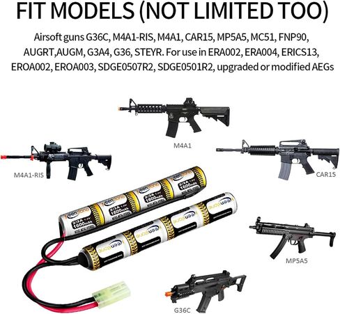 بطارية Keenstone 9.6V 1600mAh Nunchuck Nimh Airsoft، متوافقة مع مسدس Airsoft أو مسدس AEG Airsoft in Kuwait